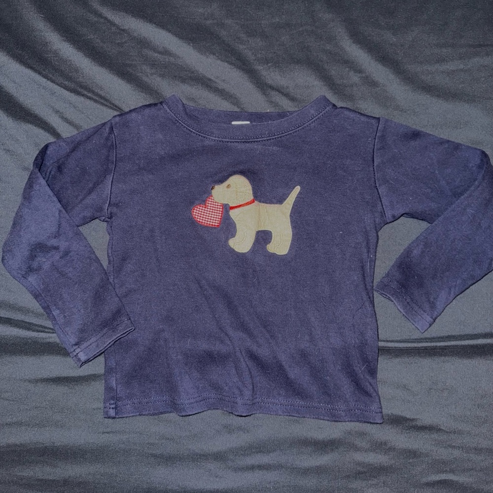 Navy Kids Shirt with Dog Design